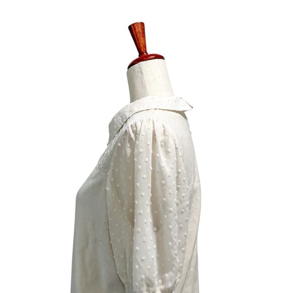 Adrianna‎ Papell XL Top with Sleeves Schoolboy Cream Dotted Sleeves Blouse (7) - Picture 4 of 12